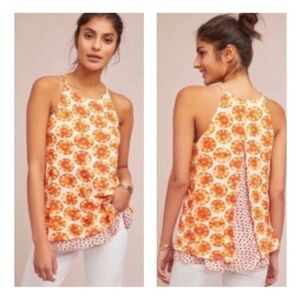 Anthropologie Porridge Women's Size M Orange/White Layered Swing Tank Top